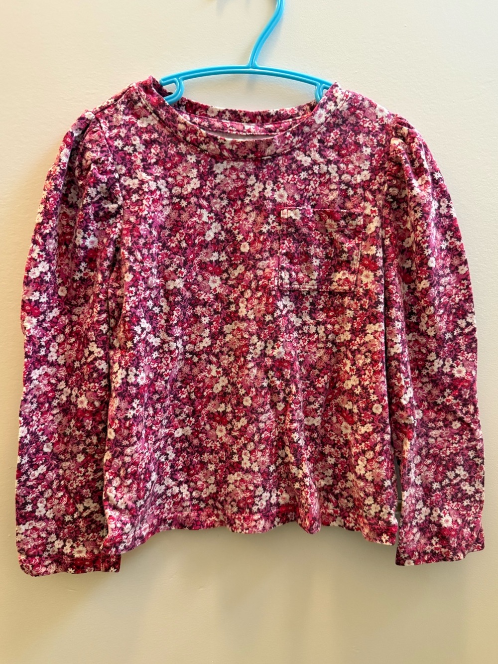 GAP Girls 5T Pink & Purple Floral Long Sleeve Pocket Shirt